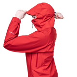 Mountain Equipment Saltoro Women’s Jacket Outdoor Action Imperial Red/Crimson - Back View on Model