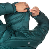 Mountain Equipment Senja Women's Jacket Outdoor Action Deep Teal- Hook & Loop Strap on Hood