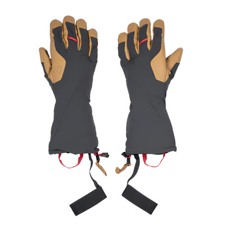 Mountain Equipment Serac Gauntlet Outdoor Action Black/Tan- Back of the Hand