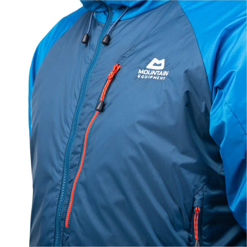 Mountain Equipment Shelterstone Men's Jacket Outdoor Action Admiral Blue- Logo Fabric