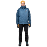 Mountain Equipment Shelterstone Women's Jacket Outdoor Action Stellar/Majolica- Front fit on Model