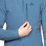Mountain Equipment Shroud Hooded Women's Jacket Outdoor Action Stellar Blue- Zipped Chest Pocket