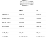 Mountain Equipment Starlight II Sleeping Bag (-2°C/28°F) CLEARANCE Sodalite/Lt Ocean- Dimensions