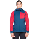 Mountain Equipment Switch Pro Hooded Women's Jacket Majolica Blue/Capsicum Red- front fit