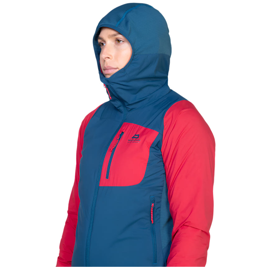 Mountain Equipment Switch Pro Hooded Women's Jacket Majolica Blue/Capsicum Red - Hood