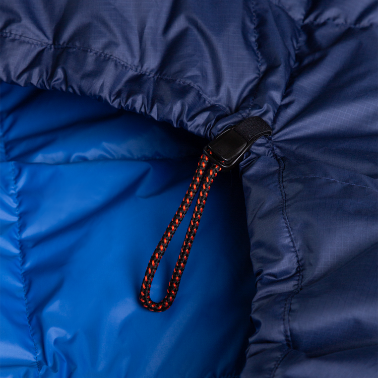 Mountain Equipment TransAlp Sleeping Bag Outdoor Action Admiral Blue- Drawcord
