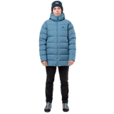 Mountain Equipment Tromso Women's Parka Outdoor Action Stellar Blue- Front Fit on Model