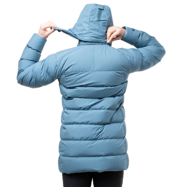 Mountain Equipment Tromso Women's Parka Outdoor Action Stellar Blue- Zip-off Mountain Insulated Hood