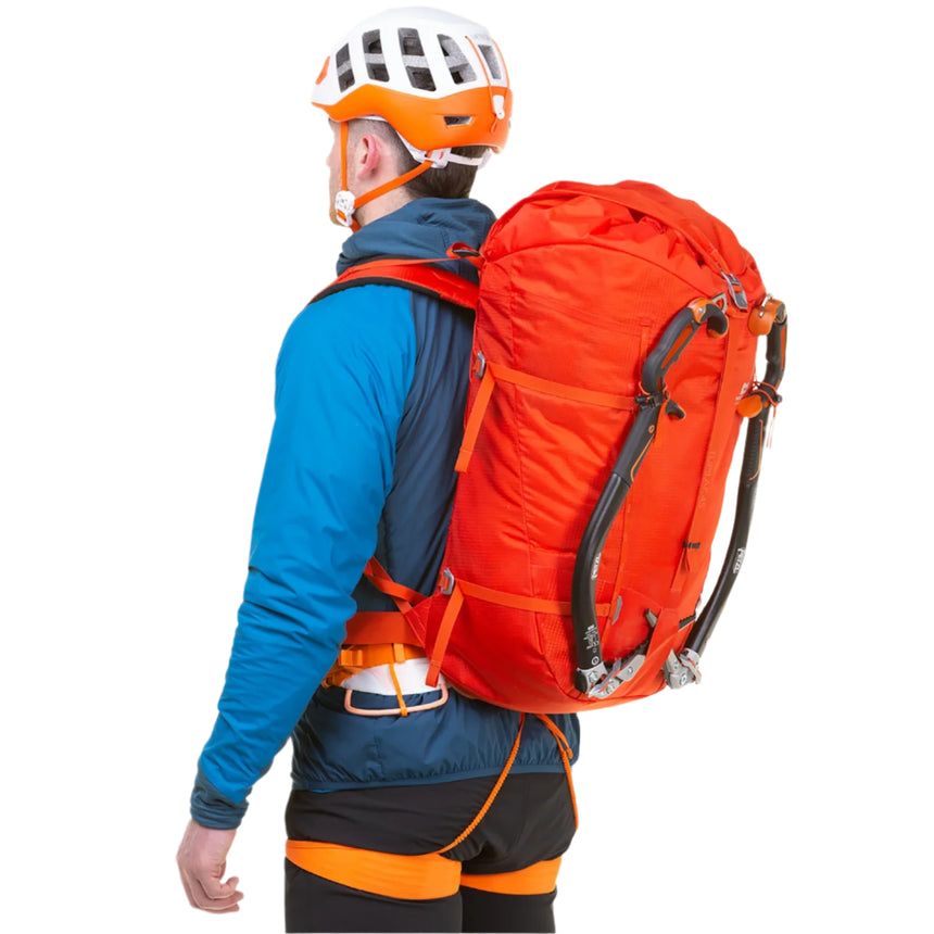 Mountain Equipment Tupilak 45+ Backpack Outdoor Action Magma- Fit on Model