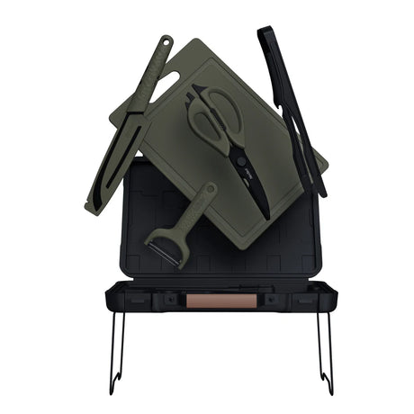 Nextool BBQ Kit Contents - Santoku Knife, Paring Knife, Scissors, Tongs, Chopping Board & Storage Box