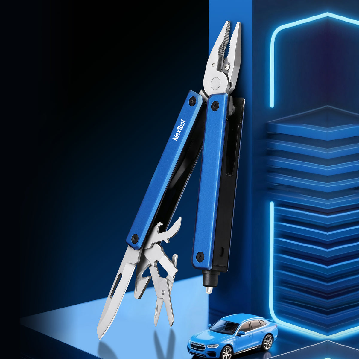 Nextool Gemini Glass Breaker Version 13-in-1 Tools - Needlenose Pliers, Wire Cutters, Scissors, Screwdrivers and Blade
