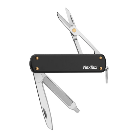 Nextool Mini Pocket Knife Black Open - 39mm 420J2 Blade with Scissors and Nail File