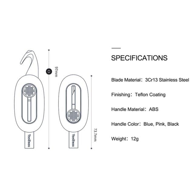 Nextool Taobean Box Opener Diagram - 30Cr13 Non-Stick Blade, ABS Handle, 73.7mm Closed, 97mm Open