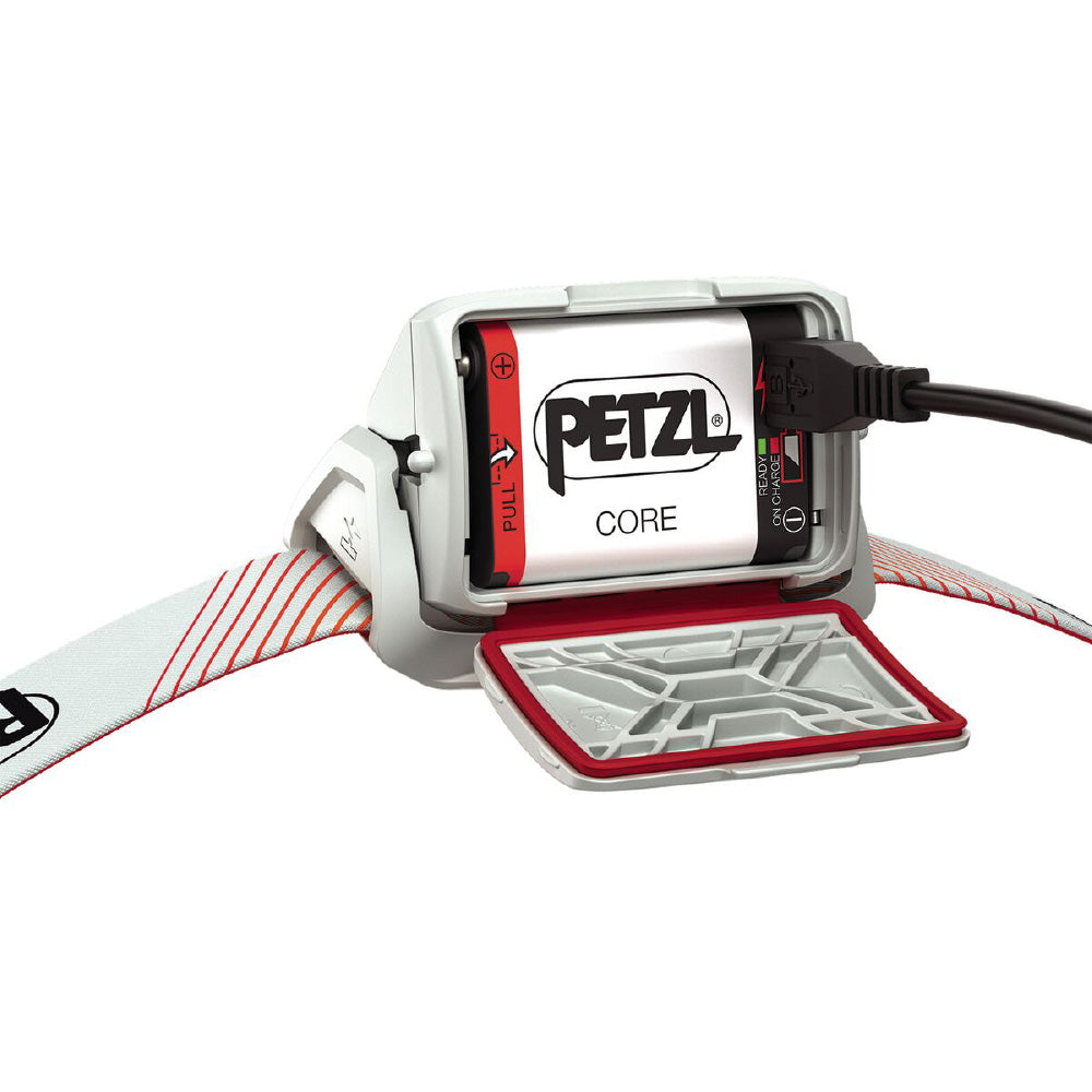 Petzl Actik Core 600 Headlamp Red - Back View of Rechargeable Battery
