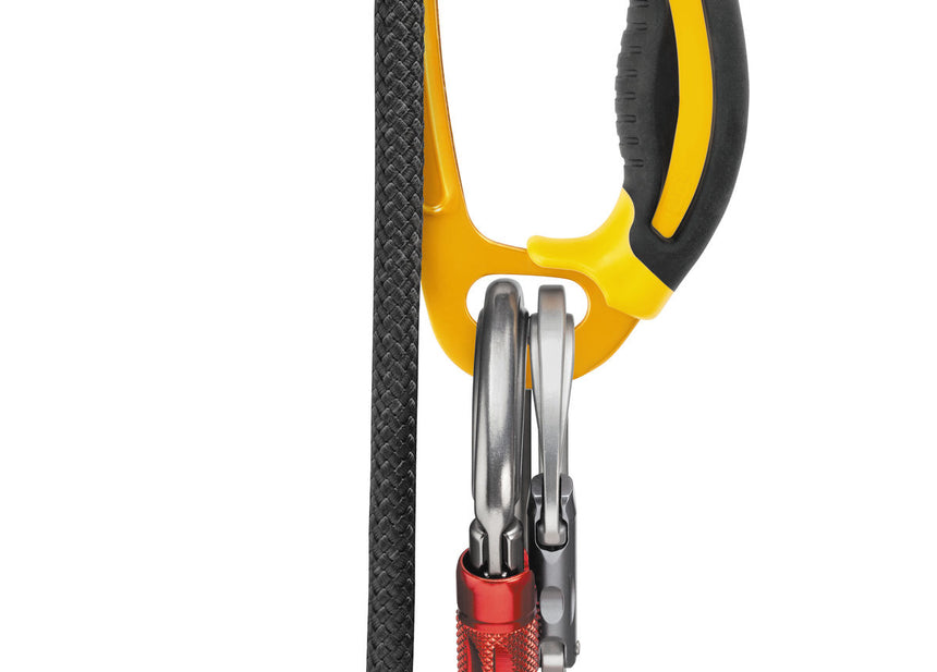 Petzl Ascension Left Handed Rope Clamp Black/Yellow - Carabiners Attached to the Bottom of Product