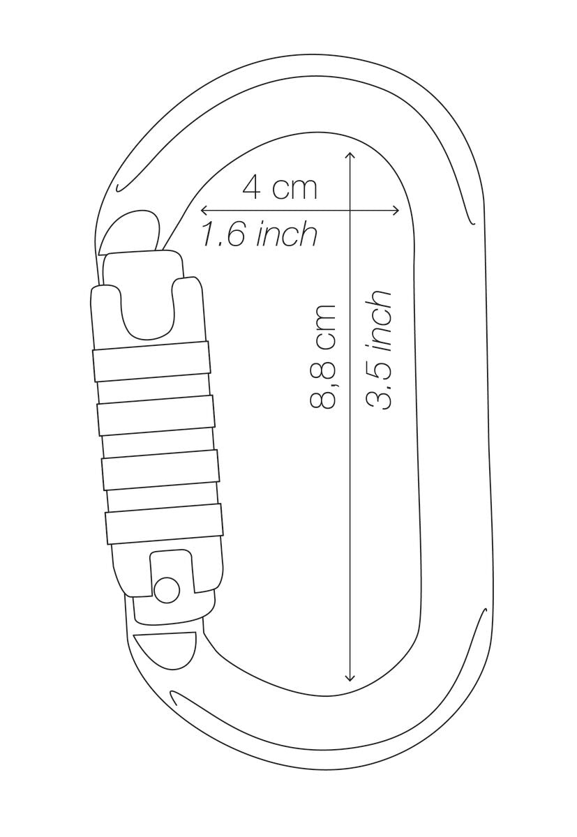 Petzl Ok Carabiner Triact-Lock Grey - Specifications Diagram