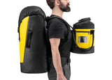 Petzl Transport 60 Backpack Black/Yellow - Model Carrying Large Pack & Smaller Pack