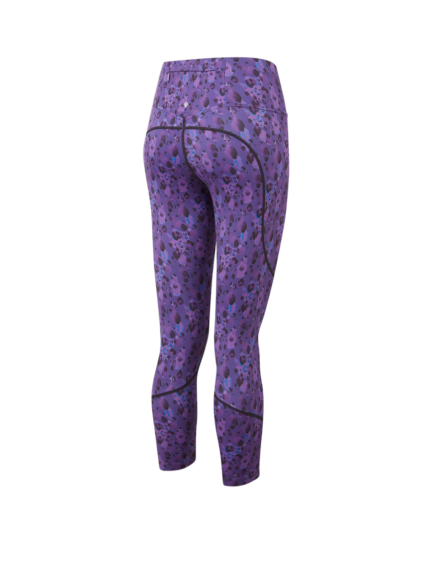 Ronhill Women's Tech Crop Tight Outdoor Action Purple Leopard- Back