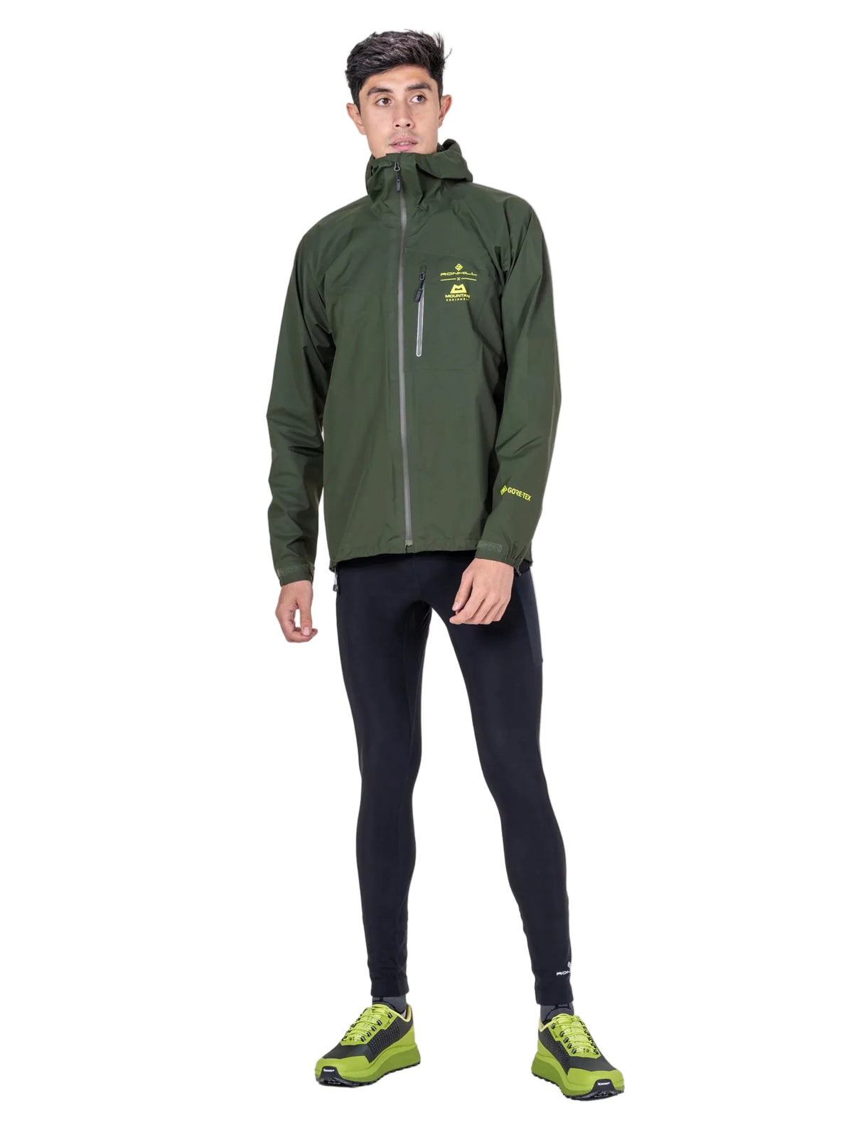 Ronhill Men's Tech GORE-TEX Mercurial Jacket 2 in Kelp/Zest - worn, side