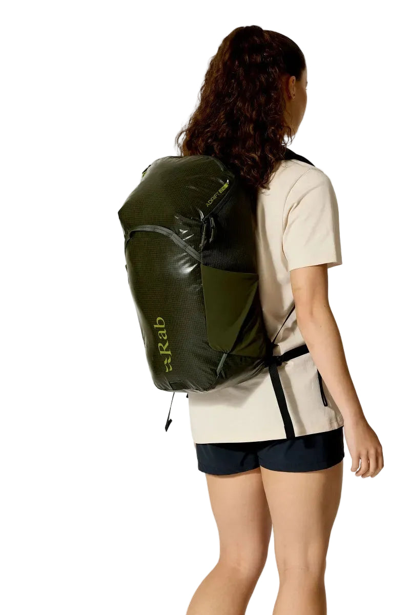 Rab Adrift 24L Day Pack in Army - On Model Side View Alt