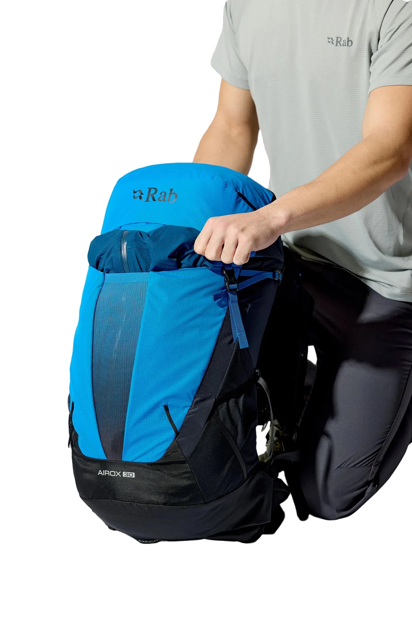 Rab Airox 30 Day Pack in Maya Blue/Black - Back System Detail