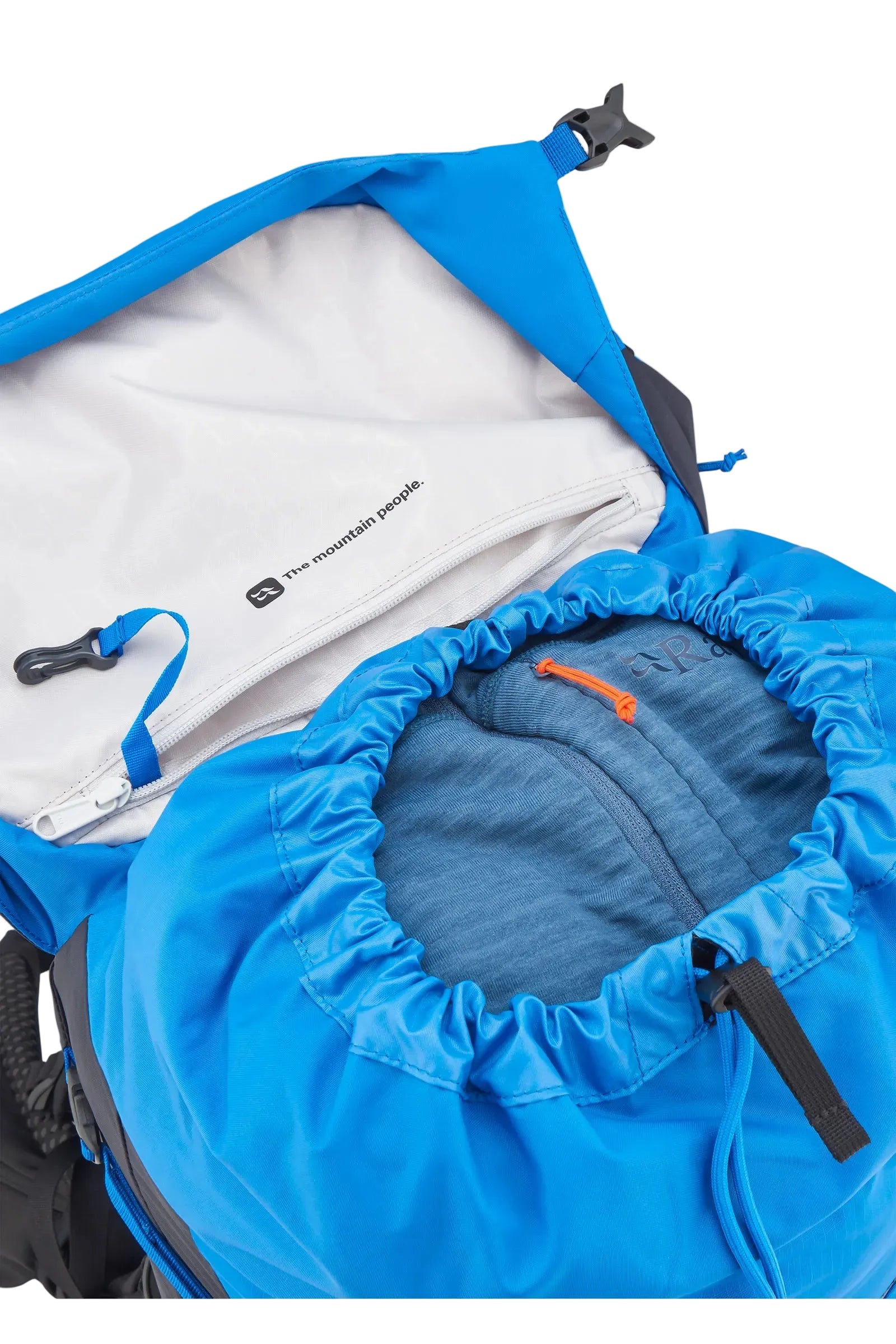 Rab Airox 30 Day Pack in Maya Blue/Black - Lid Compartment Open