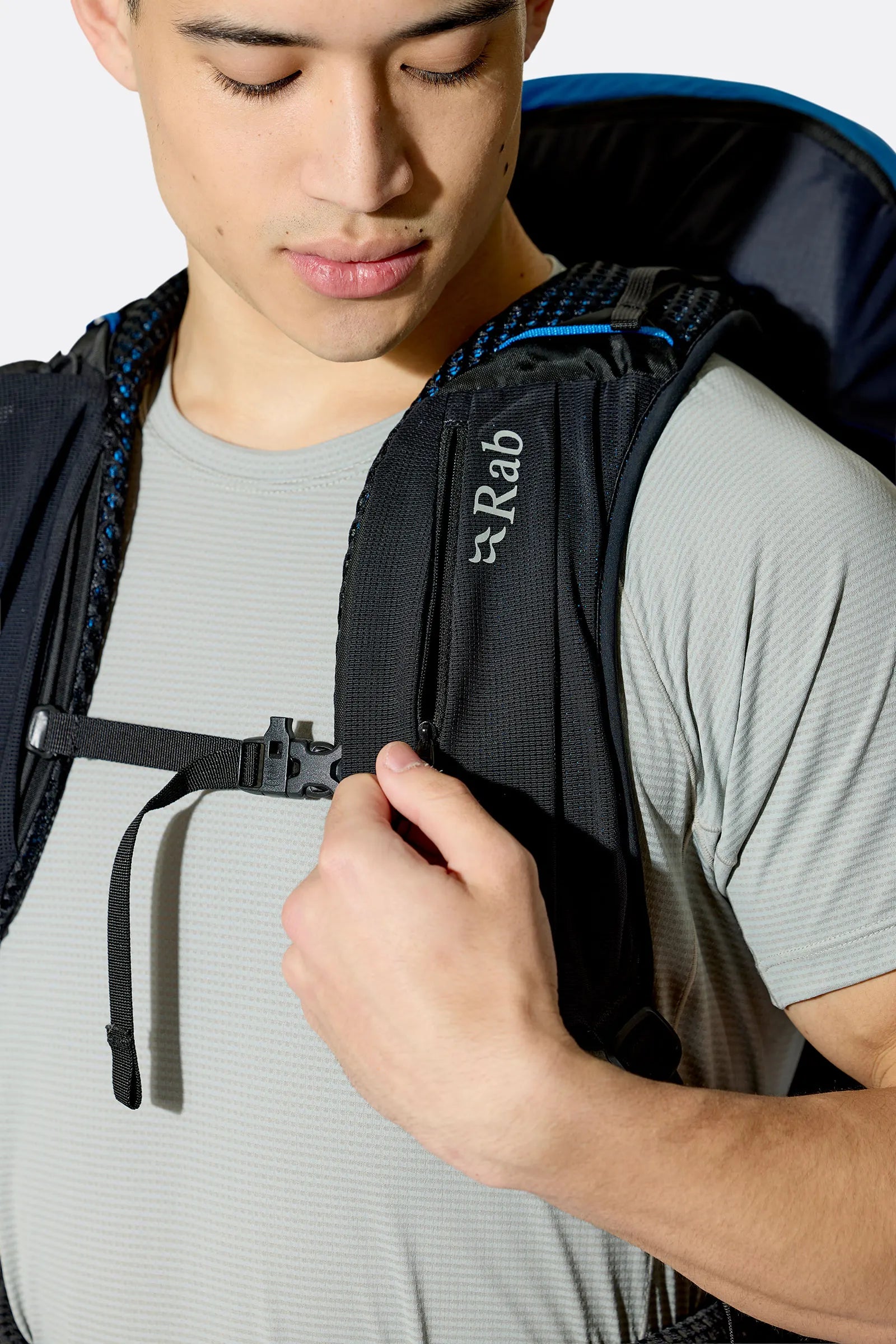 Rab Airox 30 Day Pack in Maya Blue/Black - Shoulder Strap Detail