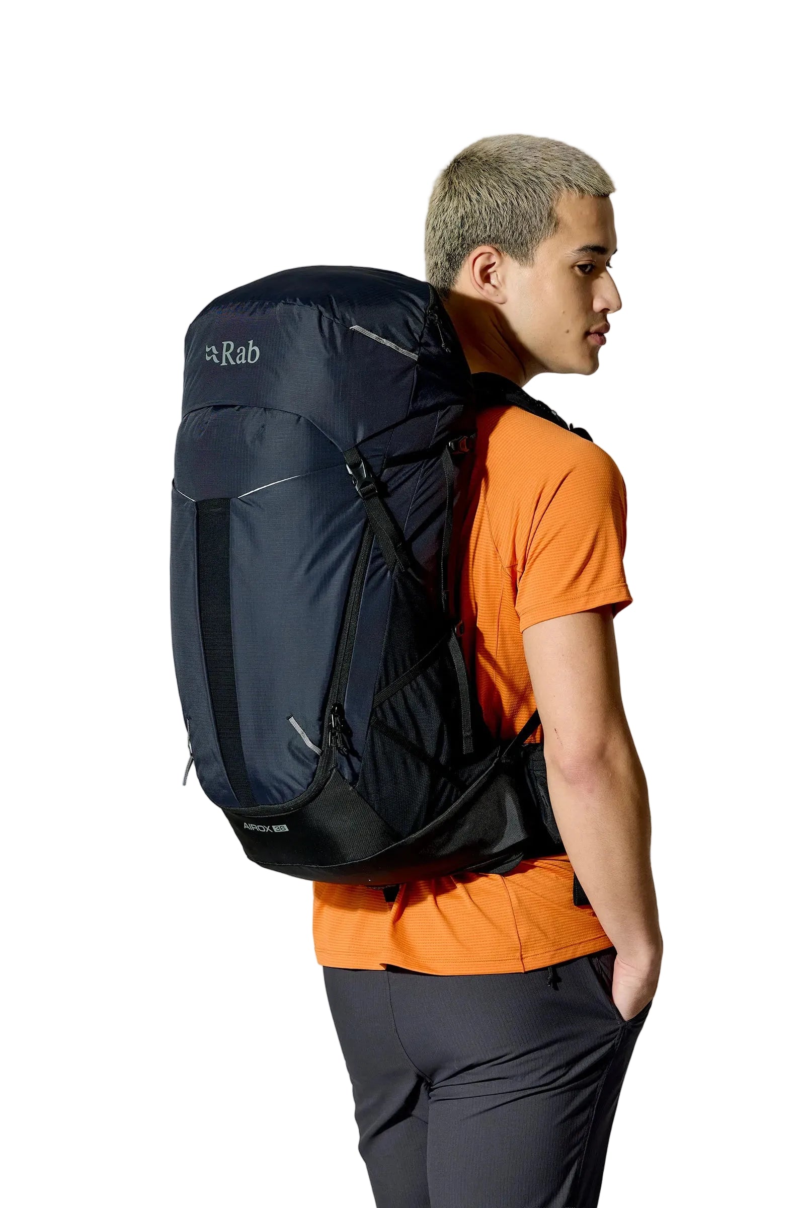 Rab Airox 36L Day Pack in Black - Back View On Model 4