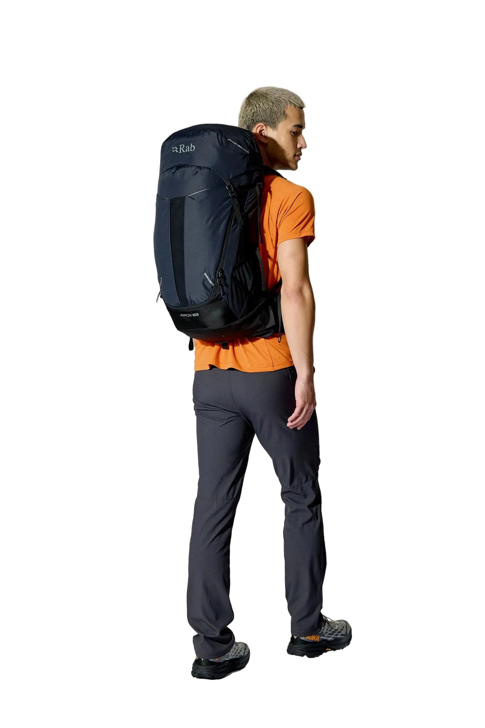 Rab Airox 36L Day Pack in Black - Three Quarter View On Model