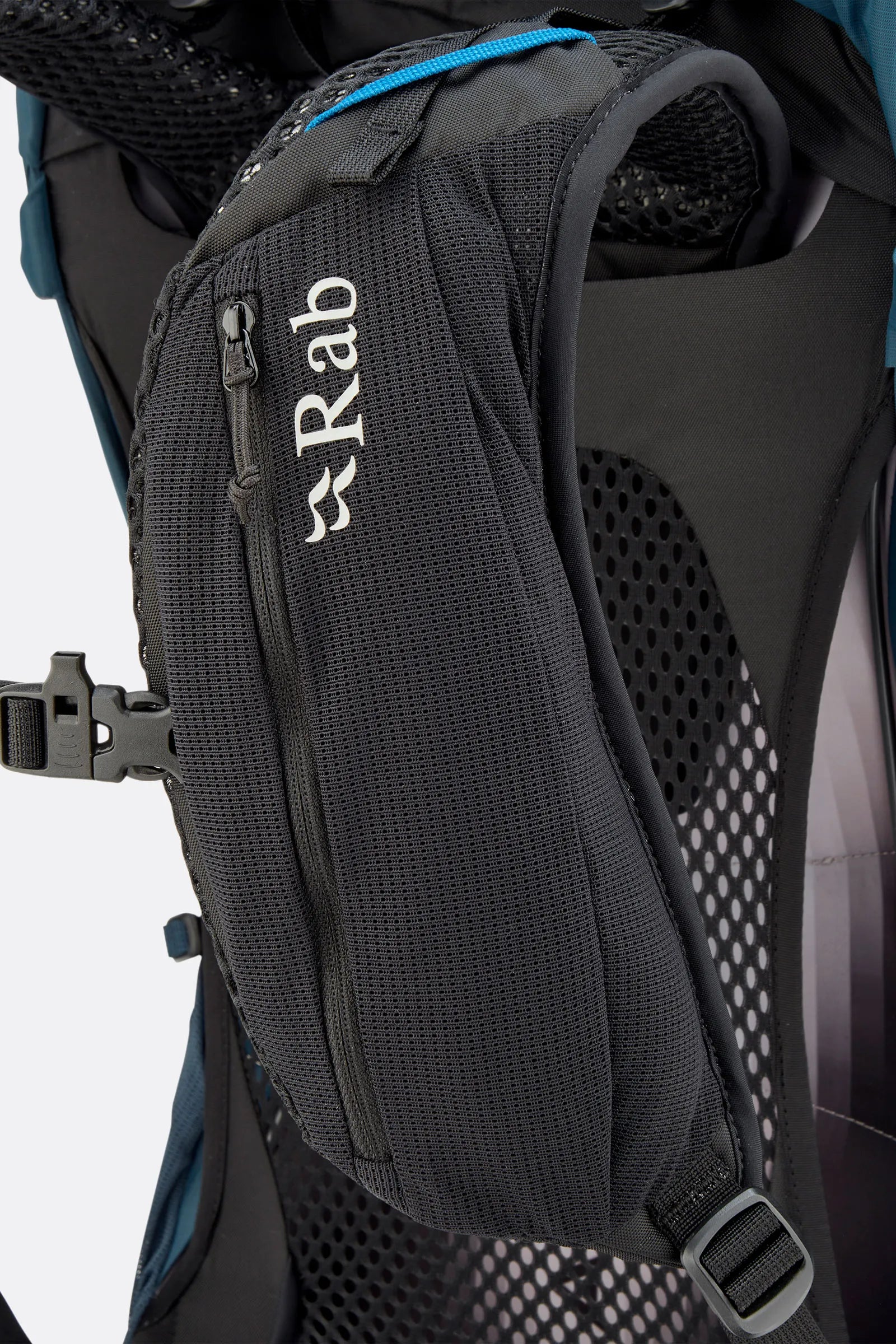 Rab Airox 36L Day Pack in Tempest Blue - Rab Logo Detail