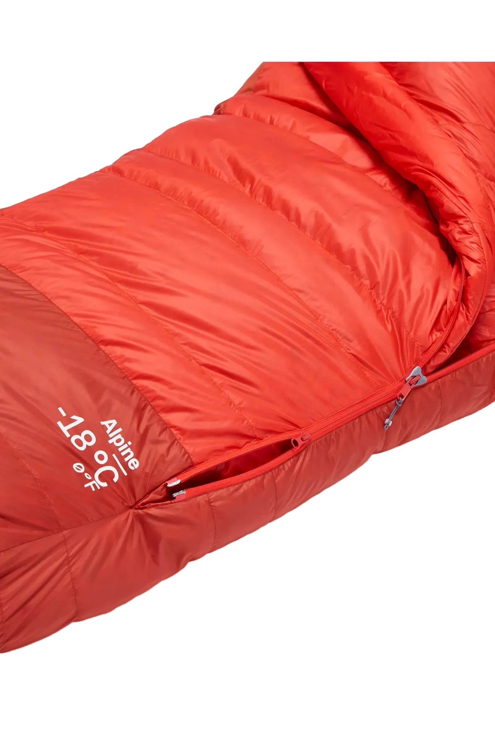 Rab Alpine Down Sleeping Bag (0°C/32F) in Dark Horizon/Tuscan Red - diagonal