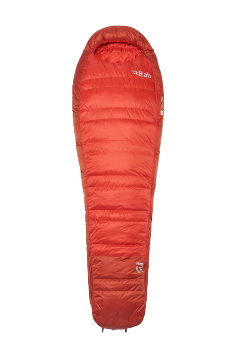 Rab Alpine Down Sleeping Bag (0°C/32F) in Dark Horizon/Tuscan Red - front