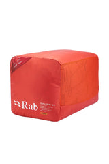 Rab Alpine Down Sleeping Bag (-12°C/10F) in Dark Horizon/Tuscan Red - packed in stuff sack