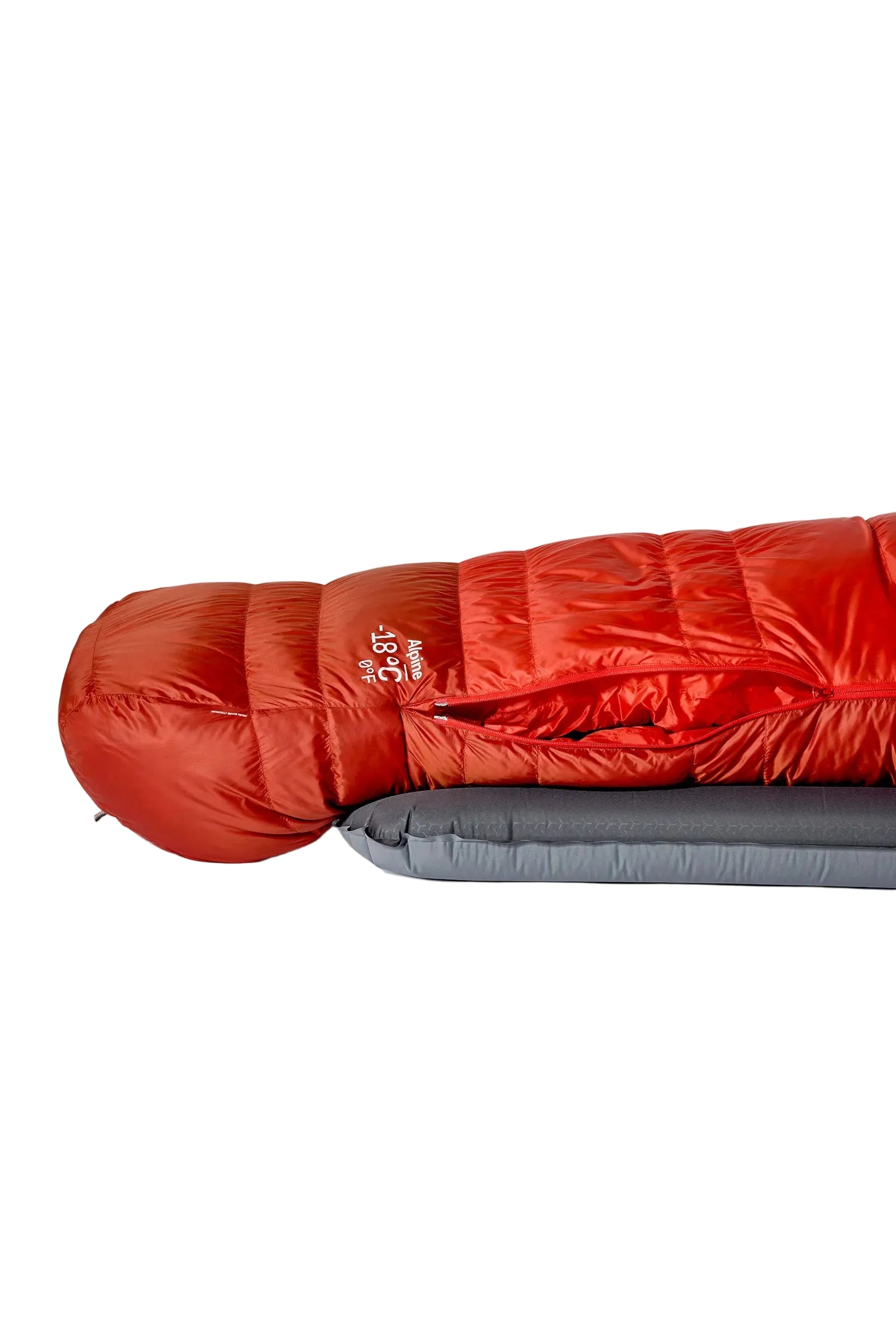 Rab Alpine Down Sleeping Bag (-18°C/0F) in Dark Horizon/Tuscan Red - Foot Box Detail