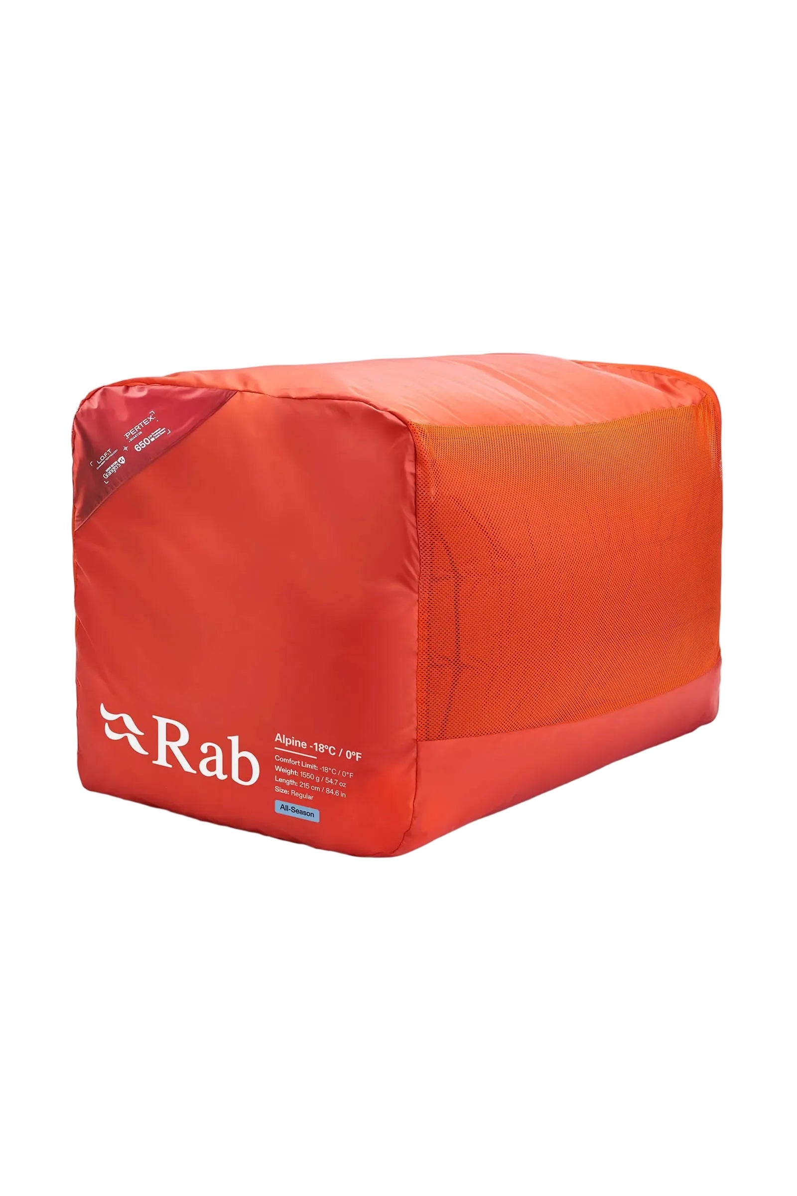 Rab Alpine Down Sleeping Bag (-18°C/0F) in Dark Horizon/Tuscan Red - Stuff Sack