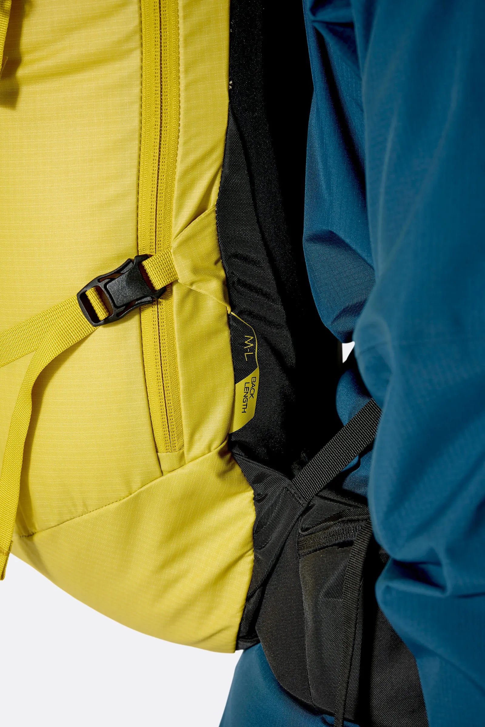 Rab Ascendor 35L Mountain Pack in Dark Pollen - Compression Strap Detail