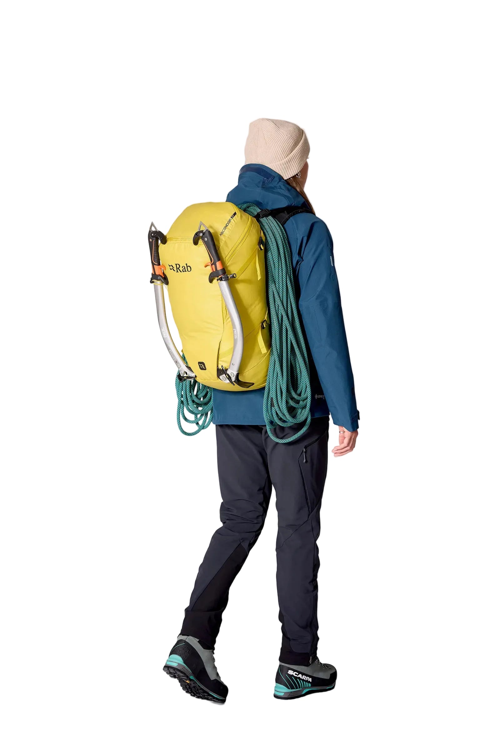 Rab Ascendor 35L Mountain Pack in Dark Pollen - Model Rear View