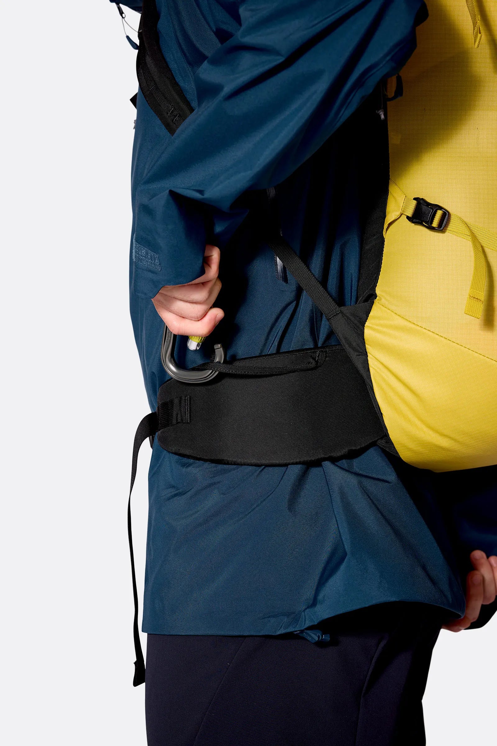 Rab Ascendor 45L Mountain Pack in Dark Pollen - Compression Strap Detail