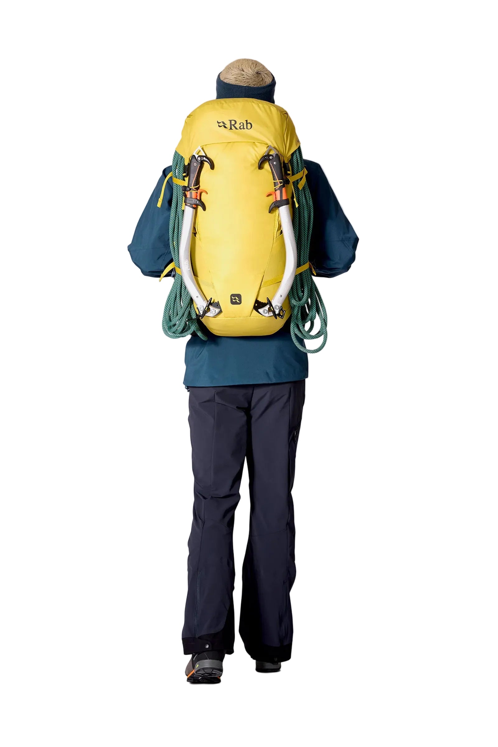 Rab Ascendor 45L Mountain Pack in Dark Pollen - Model Rear View