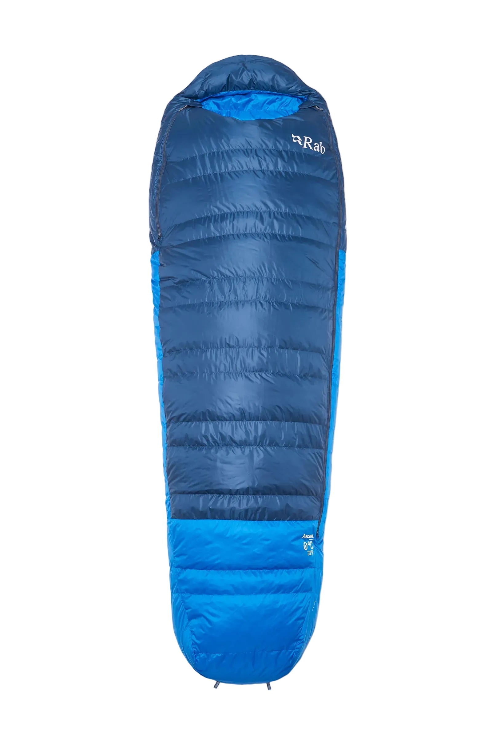 Rab Ascent Down Sleeping Bag (0°C/32F) in Tempest Blue/Maya Blue - Front