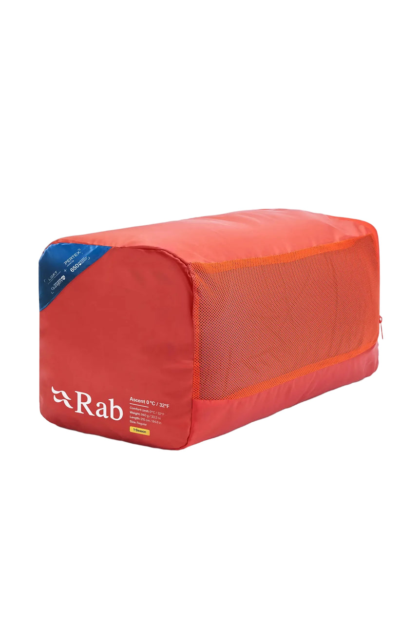 Rab Ascent Down Sleeping Bag (0°C/32F) in Tempest Blue/Maya Blue - Stuff Sack
