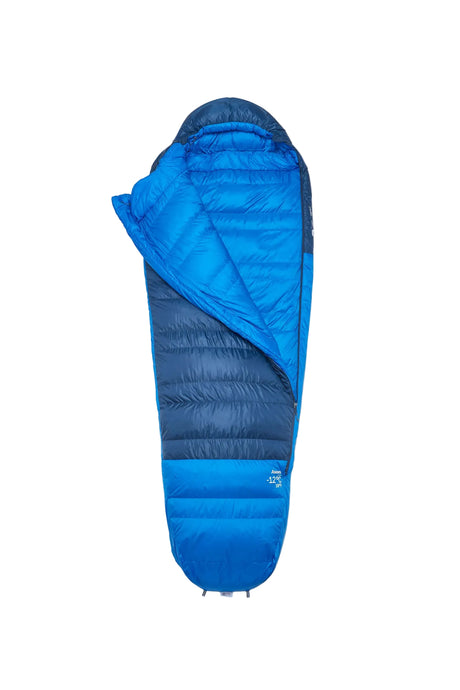 Rab Ascent Down Sleeping Bag (-12°C/10F) in Tempest Blue/Maya Blue - Hood Detail