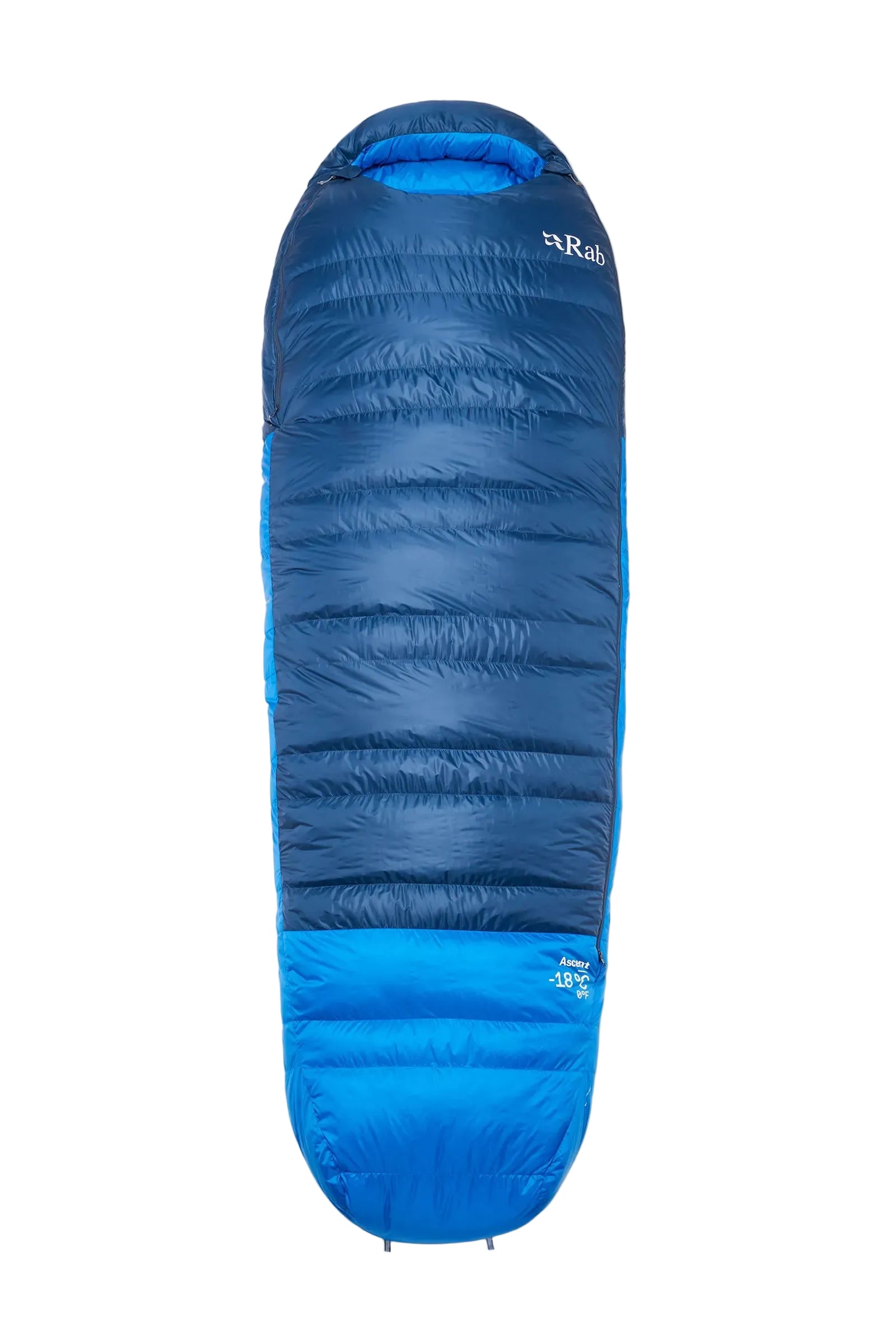 Rab Ascent Down Sleeping Bag (-18°C/0F) in Tempest Blue/Maya Blue - Front