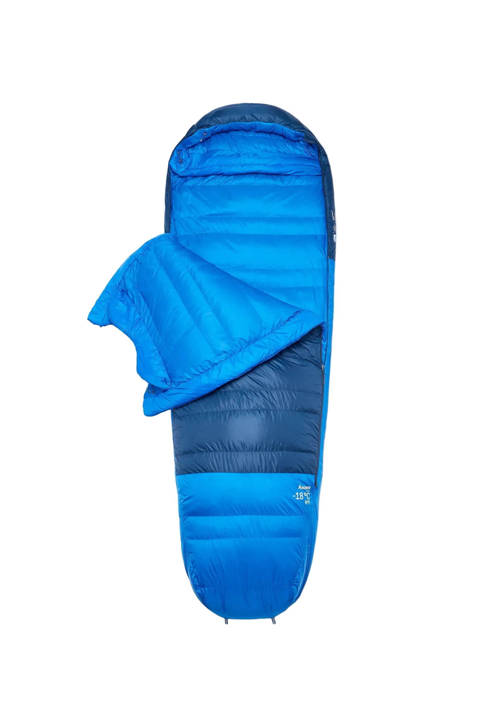 Rab Ascent Down Sleeping Bag (-18°C/0F) in Tempest Blue/Maya Blue - Hood Detail