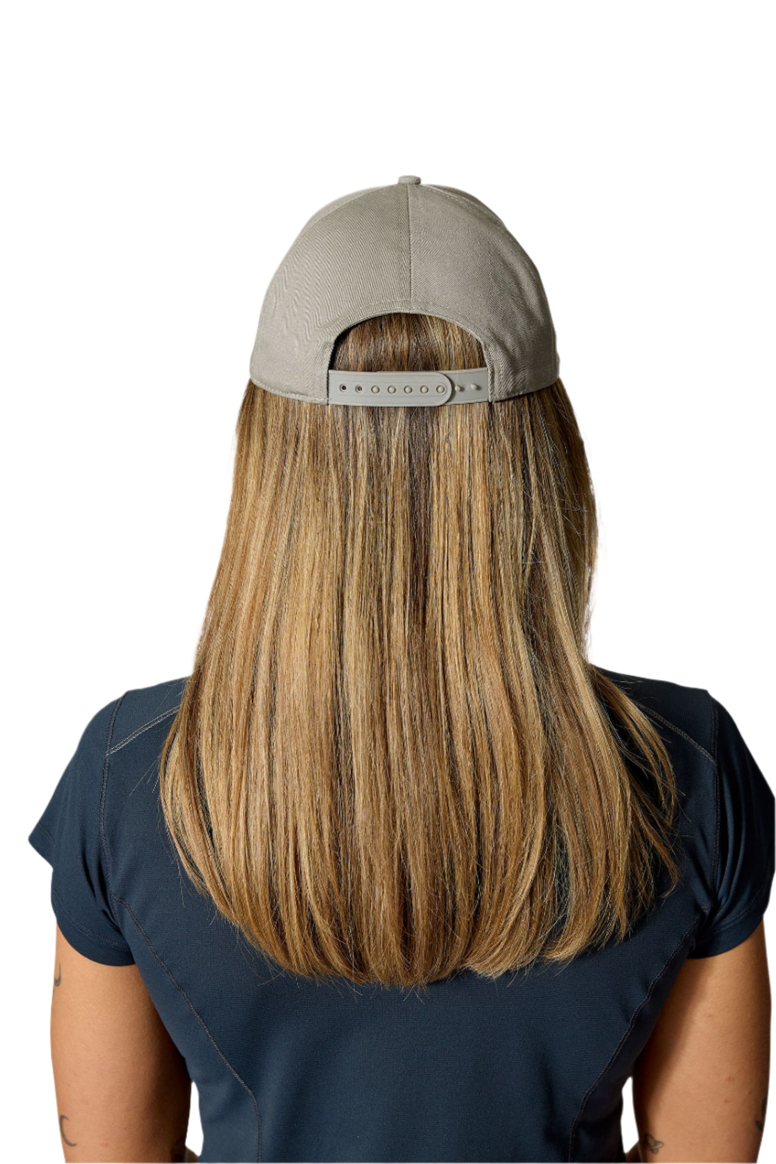 Rab Basecamp Badge Cap in Stone - back, worn