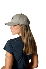 Rab Basecamp Badge Cap in Stone - side, worn