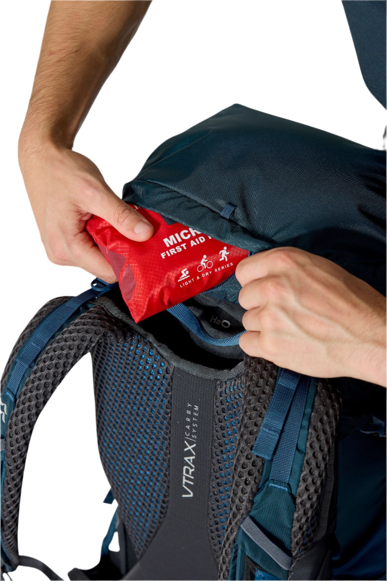 Rab Exion 38L Hiking Pack in Tempest Blue - Rain Cover Detail