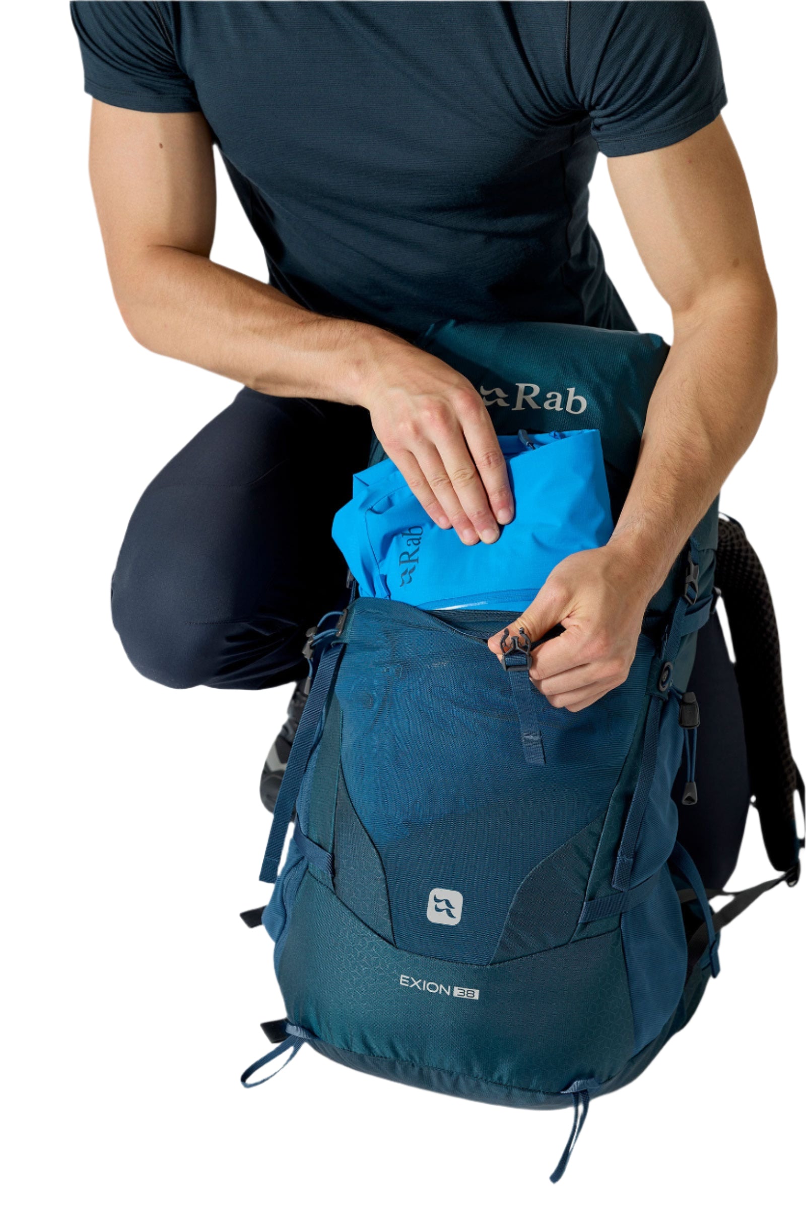 Rab Exion 38L Hiking Pack in Tempest Blue - Side Stash Pocket