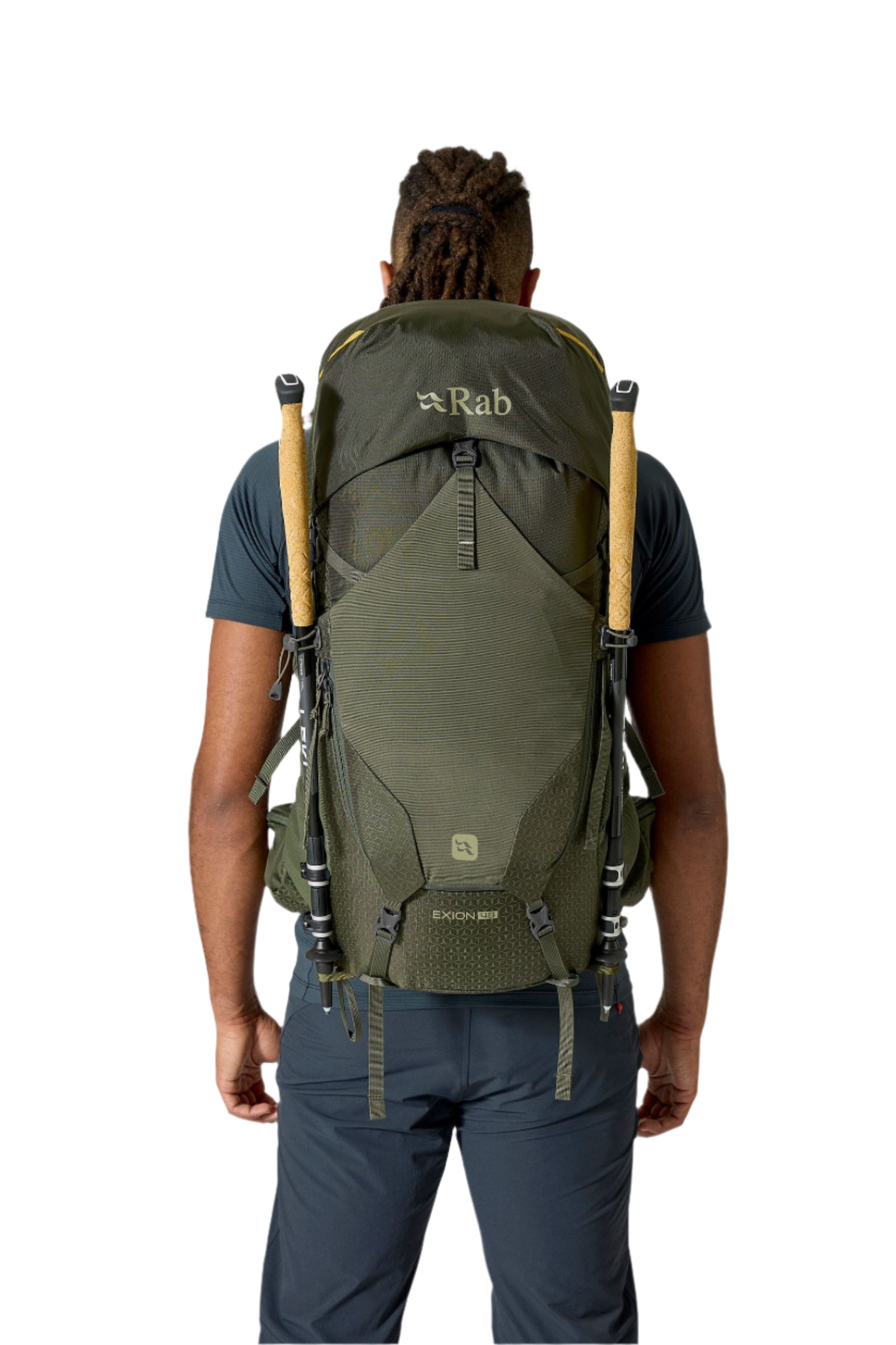 Rab Exion 48L Hiking Pack in Army - On Model Back View