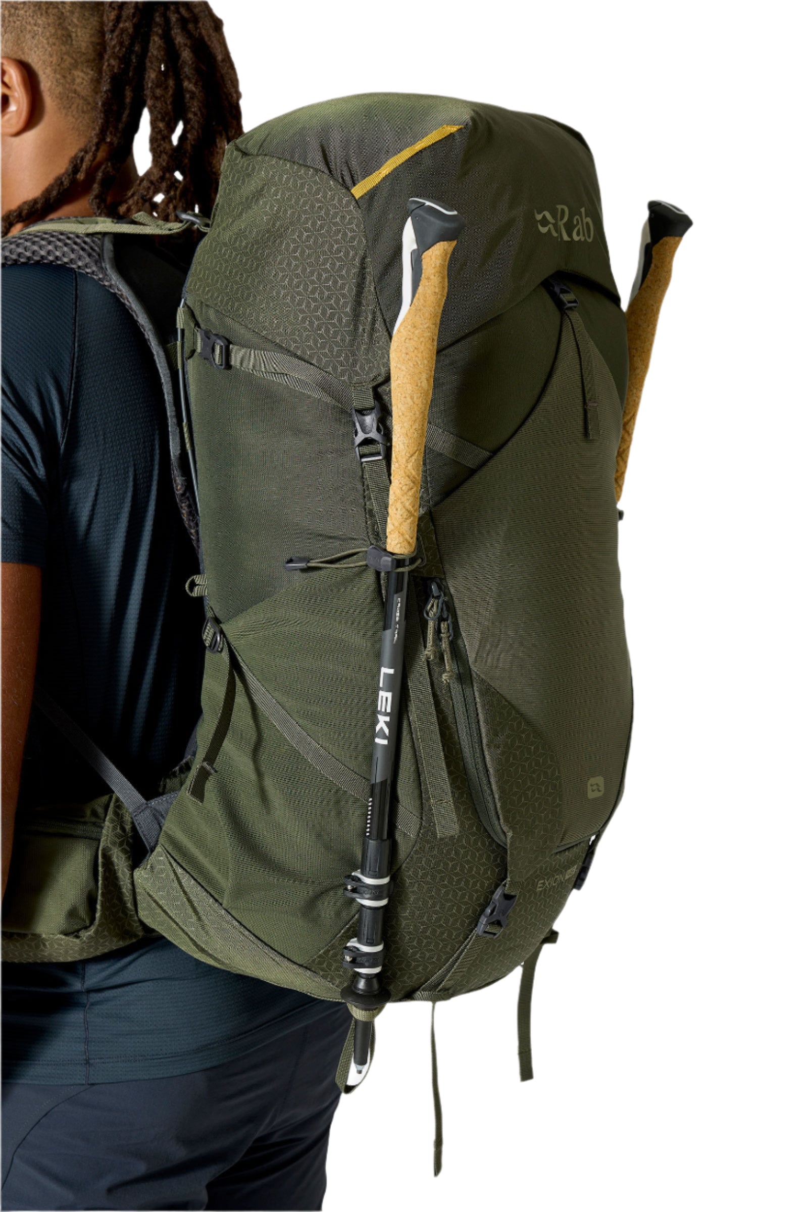 Rab Exion 48L Hiking Pack in Army - Pole Carry